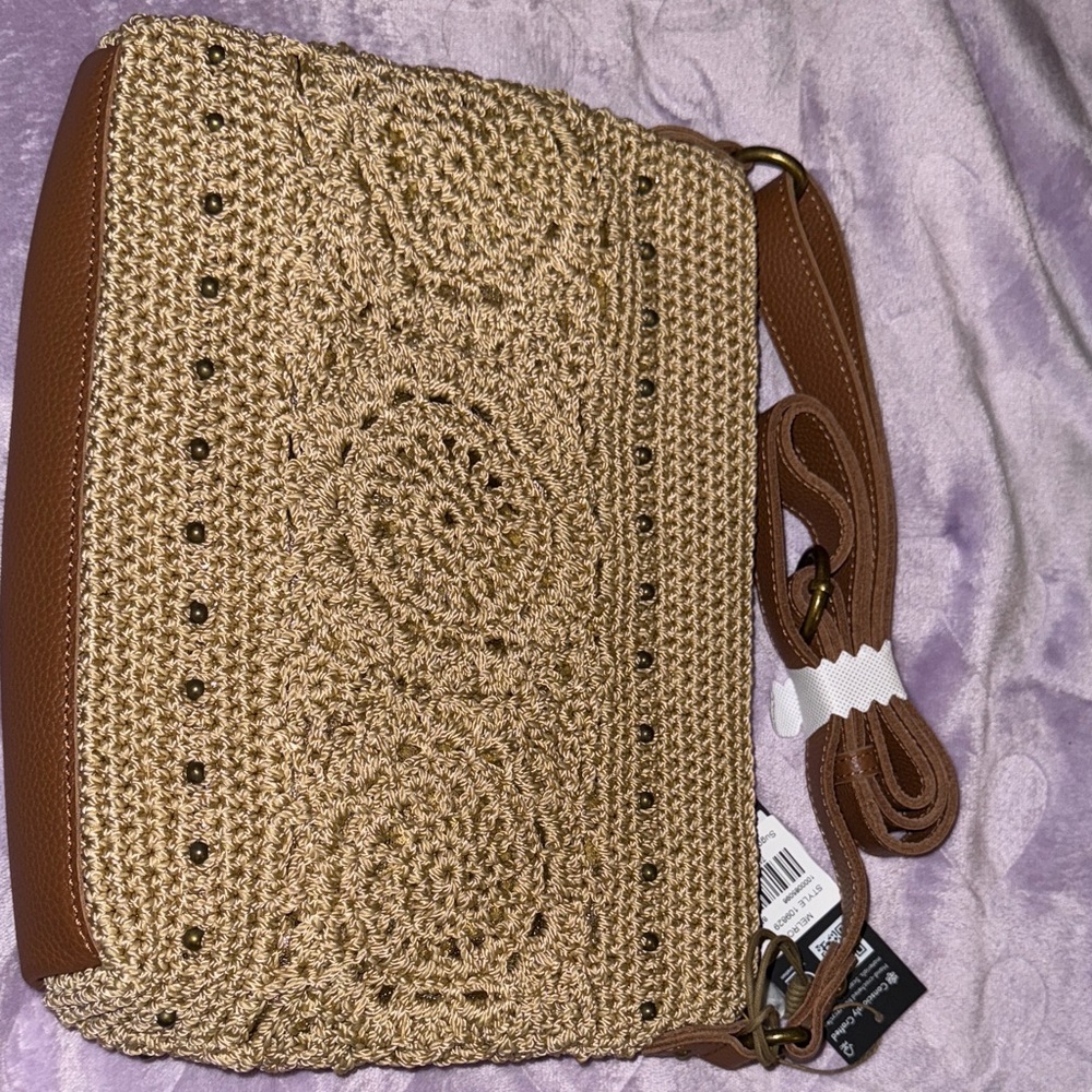 Brown Crochet Shoulder Bag